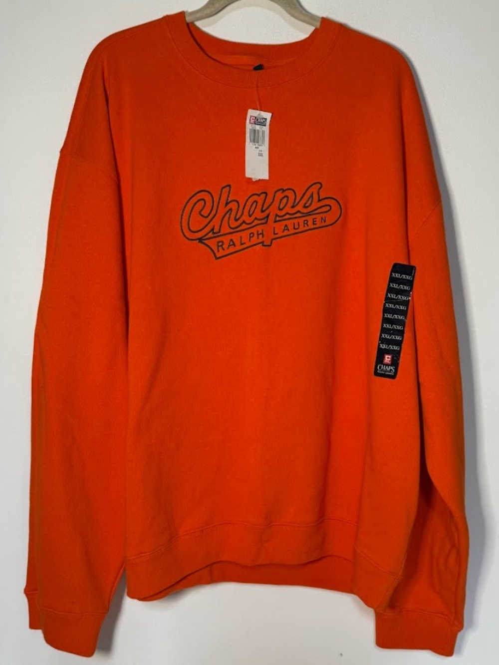 New Ralph Lauren Chaps Orange Embroidered Sweatshirt Preppy - Picture 2 of 5